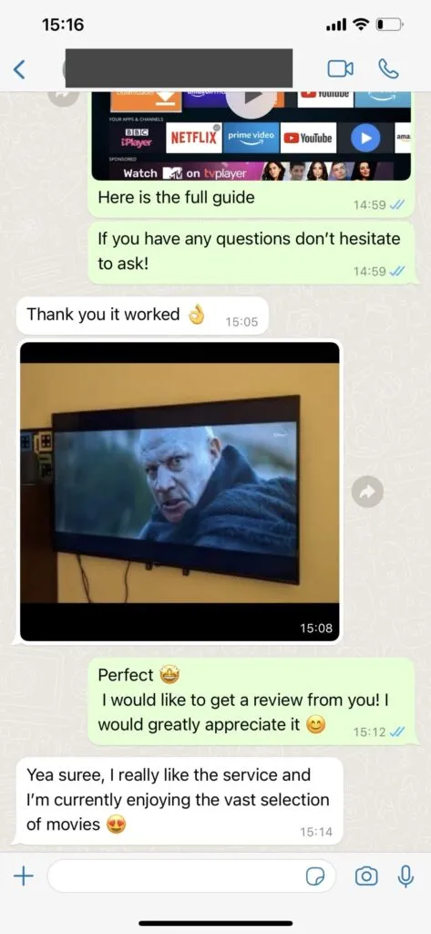 IPTV Greatest WhatsApp support screenshot 1